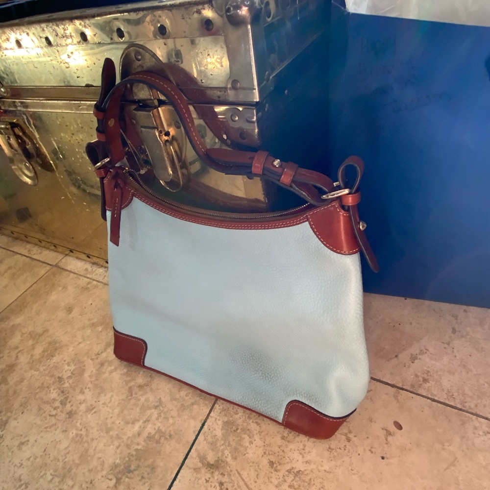 Dooney & Bourke Sky Blue and Tan Shoulder Bag - Picture 4 of 4